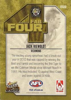 2011 Select AFL Champions - Promos #FFG50 Jack Riewoldt Back
